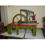 A LIVE STEAM MODEL OF A SINGLE CYLINDER BEAM ENGINE, not tested, no makers markings, slight damage/