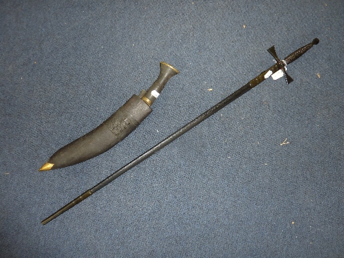 A MASONIC CEREMONIAL SWORD AND SCABBARD, and a Kukri (2)