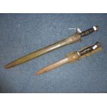 GREAT WAR REMINGTON BAYONET, dated 1913, with matched scabbard and another stamped Elite Dia mount/