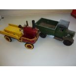 A LIVE STEAM MODEL STEAM WAGON, not tested, no makers marking, kit or scratchbuilt, of metal and