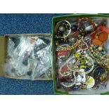 A COLLECTION OF COSTUME JEWELLERY, to include a large box of buttons