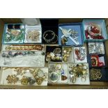 A LARGE TRAY OF MISCELLANEOUS JEWELLERY, to include earrings, necklaces, buttons etc