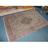 A PINK GROUND RUG, approximate size 200cm x 132cm and a small rug (2)