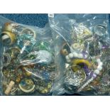 TWO BAGS OF COSTUME JEWELLERY