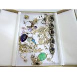 A TRAY OF MIXED JEWELLERY, to include earrings, bracelets, necklaces etc