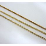 THREE 9CT GOLD FANCY BRACELETS, approximate lengths 19.5cm