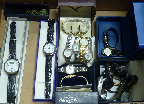 A LARGE TRAY OF MIXED WRISTWATCHES, and one necklace