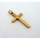 A 9CT GOLD CROSS PENDANT, with pattern engraved to the front, hallmarks for Birmingham
