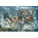 TWO BAGS OF COSTUME JEWELLERY