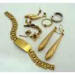 A COLLECTION OF ITEMS, to include a single diamond hoop earring, two set of earrings, a bracelet (