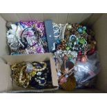 A LARGE BOX OF MIXED COSTUME JEWELLERY