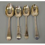 FOUR LONDON SILVER SERVING SPOONS, to include 1775, 1815 etc, approximate weight 290g (4)