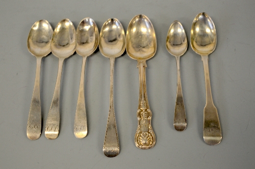 SEVEN SILVER NEWCASTLE TEASPOONS, to include 1817, 1873 etc (7)