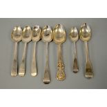 SEVEN SILVER NEWCASTLE TEASPOONS, to include 1817, 1873 etc (7)