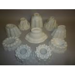 TEN VARIOUS LATE FOLEY/SHELLEY JELLY MOULDS, to include one shaped as an Armadillo (10)