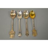 THREE SILVER MASONIC TEASPOONS, Birmingham 1934 and two 1938, together with one other white metal