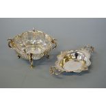 A SILVER TWIN HANDLED BON BON DISH, London 1898, makers John Henry Rawlings and Retailed by