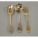 THREE PIECES OF DUBLIN SILVER, comprising sauce ladle 1816, dessert spoon 1863 and fork 1841 (3)