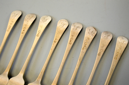 EIGHT SILVER NEWCASTLE FORKS, maker John Langlands, dated 1797, weight approximately 505g (8) - Image 3 of 3