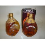 JOHN HAIG & CO DIMPLE SCOTCH WHISKY, two bottles, one in damaged box, levels both high shoulders (