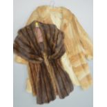 TWO FUR GARMENTS, to include a light blonde coloured, medium length coat and a shawl (2)