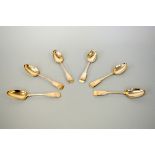 SIX SILVER FIDDLE PATTERN HANDLE SERVING SPOONS, Glasgow 1819, D. McDonald, approximate weight
