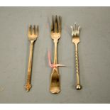 THREE SILVER PICKLE FORKS, to include Dublin 1834, Sheffield 1927 and Edinburgh (3)