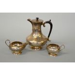 A THREE PIECE SILVER COFFEE SET, Birmingham 1924-1927, Charles Green & Co, approximate weight