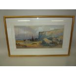 G.J. KNOX (1810-1897), Coastal scene with fisherman coming a shore, watercolour, signed lower right,