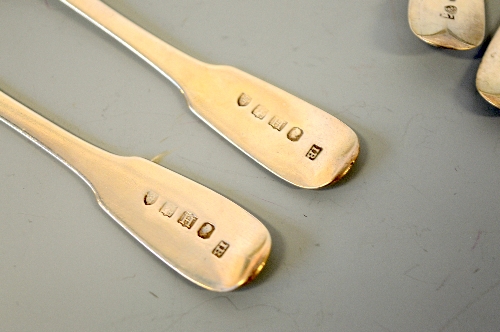 FOUR SILVER FIDDLE PATTERN HANDLE TEASPOONS, Newcastle 1812, John Watson, together with two Dublin - Image 2 of 3