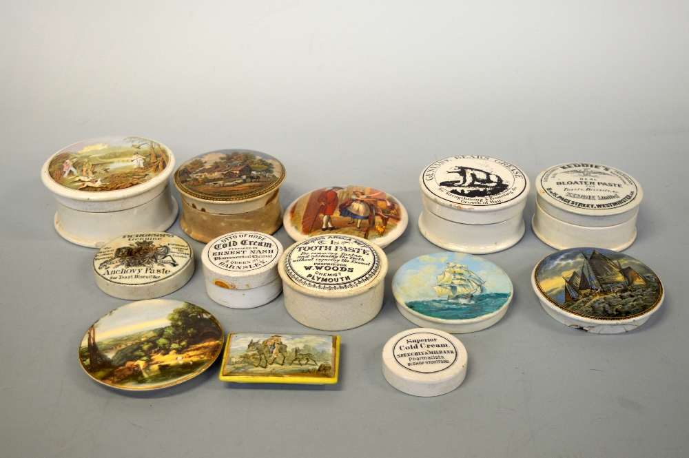 A COLLECTION OF PRATTWARE POT LIDS, to include two The Village Wedding, War, The Times, A Letter - Image 2 of 2