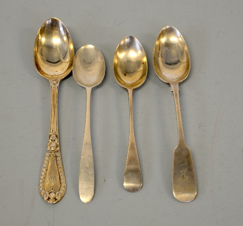 FOUR SILVER SCOTTISH PROVINCIAL TEASPOONS, Edinburgh 1935, Aberdeen 1871, Glasgow 1872 and John