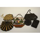 A COLLECTION OF VINTAGE PURSES AND HANDBAGS, to include a beaded hand embroidered purse of lovers,