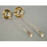 TWO PROVINCIAL SCOTTISH SILVER SAUCE LADLES, to include Aberdeen (2)