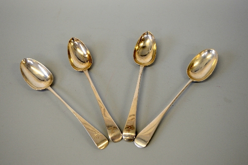 FOUR SILVER BASTING SPOONS, various dates and makers, London 1893 Josiah Williams & Co, London