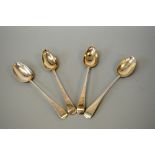 FOUR SILVER BASTING SPOONS, various dates and makers, London 1893 Josiah Williams & Co, London