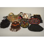 A COLLECTION OF HEAVILY EMBROIDERED VINTAGE HANDBAGS, to include a large embroidered shoulder bag (