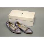 DOLCE & GABBANA, a pair of purple metallic slip on shoes, with box and dust bag (size 39)