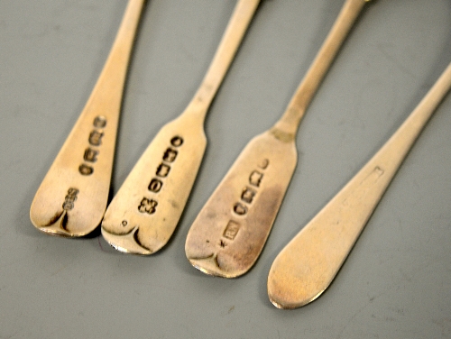 SEVEN SILVER EXETER CONDIMENT SPOONS, including 1870, 1840, 1851, 1828, together with John Irish - Image 2 of 3