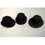 A DUNN & CO LONDON BOWLER HAT, long oval, a Samson fine fur felt bowler hat and a G A & Co, light