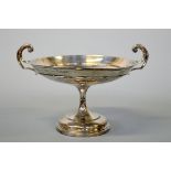 A SILVER TWIN HANDLED TAZZA, Sheffield 1910, Walker & Hall, weight approximately 465g