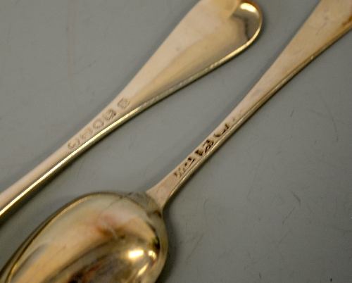 TWO LONDON SILVER DESSERT SPOONS, London 1856 with artillery crest, together with London 1766 ? (2) - Image 2 of 2