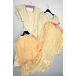 FOUR GARMENTS, to include a pearl and sequined top, a lace dress, a crocheted top, together with a