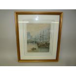 HARRISON, S., 'Princess Dock, Hull', watercolour, signed and named, approximately 30cm x 23.5cm