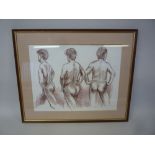 ENID LILLIAN BLOOM (1924-1996), pastel on paper, three sketches of a man, signed in pencil and label