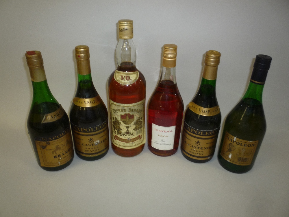 LE CASTENIER NAPOLEON BRANDY, four bottles, Palais Royal Napolean Brandy, one bottle and
