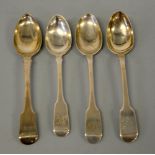 FOUR YORK SILVER TEASPOONS, to include James Barber and William Whitwell 1819 and 1815, James Barber