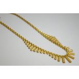 A 9CT GOLD FRINGE NECKLACE, hallmarks for London, length 42cm, within fitted box, approximately 20