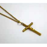 A 9CT GOLD CRUCIFIX PENDANT, length 58cm, weight approximately 9 grams