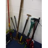 A POLE HEDGE TRIMMER, and a selection of garden tools